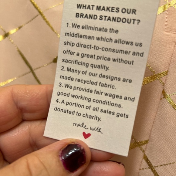 Peach and Gold Plaid Print Flare Sleeve Blouse - Picture 5 of 10